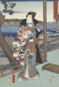The elegant Prince Genji in Suma (Hiroshige) - Muzeo.com