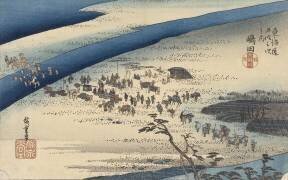 The Suruga bank of the Oi River in Shimada (Hiroshige) - Muzeo.com