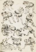The wrestlers (Hokusai) - Muzeo.com
