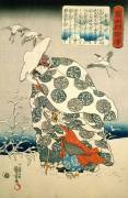 Tokiwa-Gozen with her three children in the snow (Utagawa Kuniyoshi) - Muzeo.com