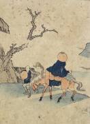 Traveler on Horseback under Bloomed Cherry Tree (Hokusai) - Muzeo.com