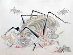 Tsuchigumo, the 'earth spider', being killed by Minamoto no Yorimitsu (anonymous) - Muzeo.com