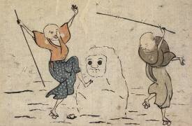 Two Blind Men and Snowman (Hokusai) - Muzeo.com