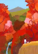 Autumnal leaves and waterfalls (Hiroyuki Izutsu) - Muzeo.com