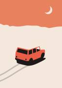 Red Car in Desert with moon (Florent Bodart) - Muzeo.com