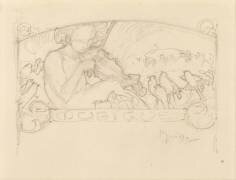 Étude d'une femme jouant du violon (Alfons Mucha) - Muzeo.com