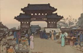 A Market in Mukden (Hiroshi Yoshida) - Muzeo.com
