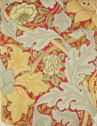 Acanthus leaves and wild rose on a crimson background (William Morris) - Muzeo.com