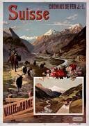 Chemins de Fer J.S. [Jura-Simplon]. Suisse. Vallée du Rhöne. (Hugo d'Alesi) - Muzeo.com