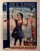Chocolat Menier [fillette de face écrivant sur une vitrine] (Firmin Bouisset) - Muzeo.com