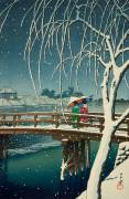 Evening Snow at Edo River (Hasui Kawase) - Muzeo.com