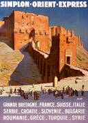 France / Syria: Vintage Orient Express poster featuring the Aleppo Citadel (Joseph de La Nézière) - Muzeo.com