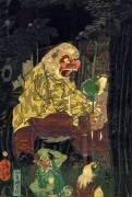 Iwami Shigetaro saving a beauty from baboons (Tsukioka Yoshitoshi) - Muzeo.com