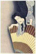 Japan : The ghost Okiku looks balefully down on the Samurai Aoyama (Toyohara Kunichika) - Muzeo.com