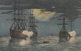 Moonlit Sea at Kawasaki (Kiyochika Kobayashi) - Muzeo.com