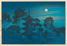 Pagoda at Honmon Temple, Ikegami (Hasui Kawase) - Muzeo.com