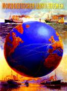 Poster advertising the North German Lloyd Line (Themistokles von Eckenbrecher) - Muzeo.com