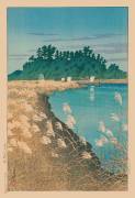 Sailboats in a lake, Ichikawa, Honshu, Japan (Hasui Kawase) - Muzeo.com
