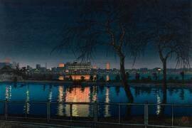 Shinobazu Pond at Night (Yoru no chihan [Shinobazu no ike]) (Hasui Kawase) - Muzeo.com