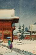 Snow at Nezu Gongen Shrine (Hasui Kawase) - Muzeo.com