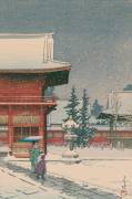 Snow at Nezu Gongen Shrine (Hasui Kawase) - Muzeo.com