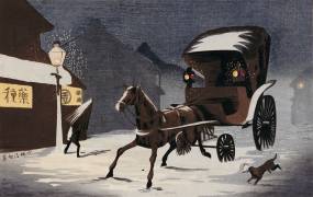 Snowy Evening at Honcho Street (Kiyochika Kobayashi) - Muzeo.com