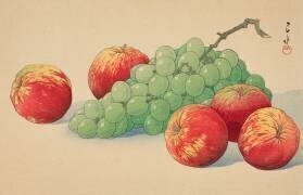 Still life with apples and grapes, 1940 (Hasui Kawase) - Muzeo.com