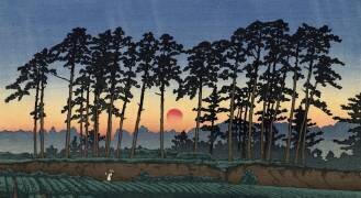 Sunset at Ichinokura, Ikegami (Hasui Kawase) - Muzeo.com