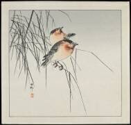 Two Birds on Reeds (Ohara Koson) - Muzeo.com