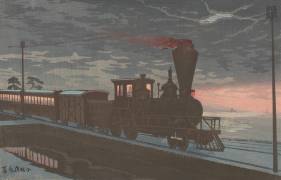 View of Takanawa Ushimachi under a Shrouded Moon (Kiyochika Kobayashi) - Muzeo.com