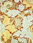 Wallpaper with acanthus leaves and wild roses on a crimson background designed by William Morris (William Morris) - Muzeo.com