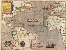 Route of Drake's voyage across the Atlantic Ocean (Baptista Boazio) - Muzeo.com